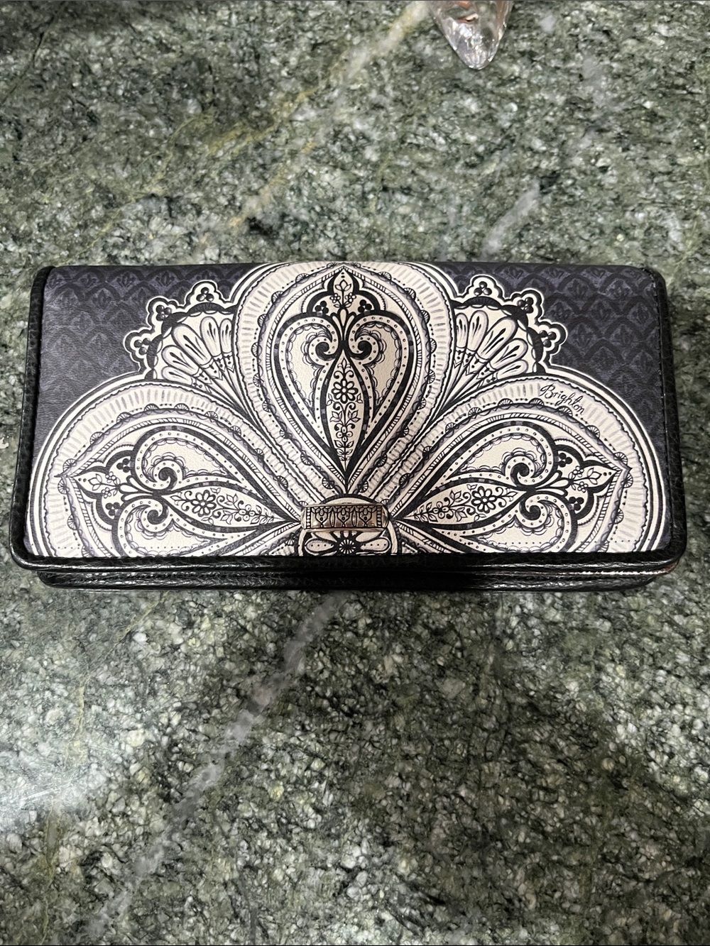 Brighton Black and White Floral Continental Wallet